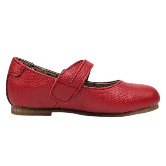 Lamour Pebbled Leather Mary Jane Shoes Girls Red Double Strap Flats Size 6 - Picture 2 of 13